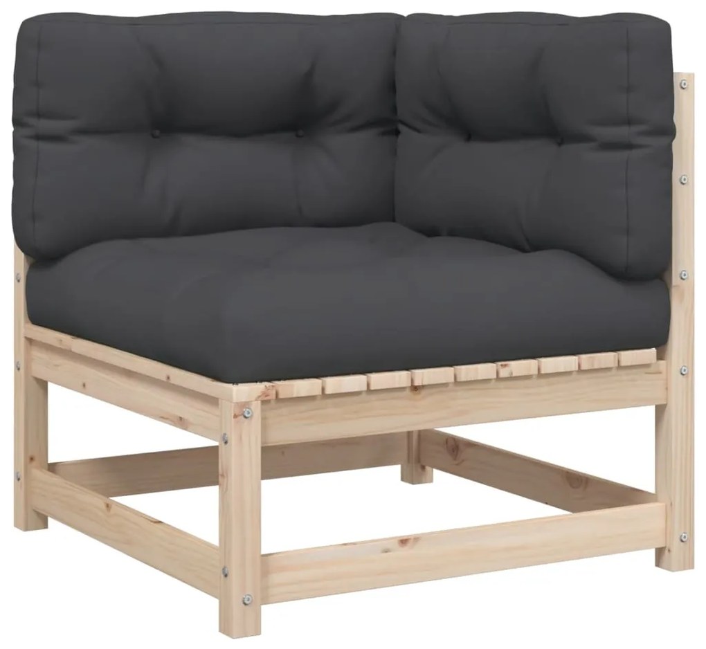 5 pcs conjunto de sofás de jardim com almofadões pinho maciço