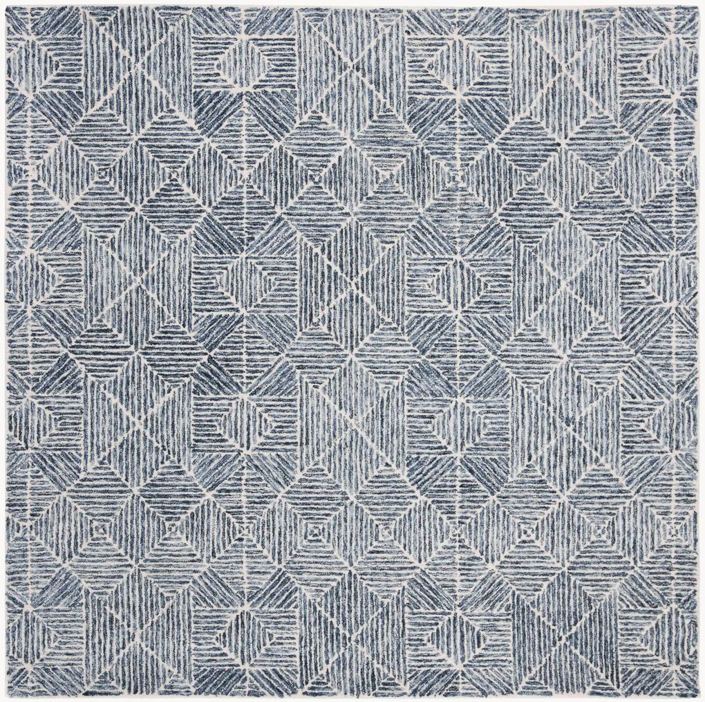 Tapete de lã artesanal de pelo curto Azure