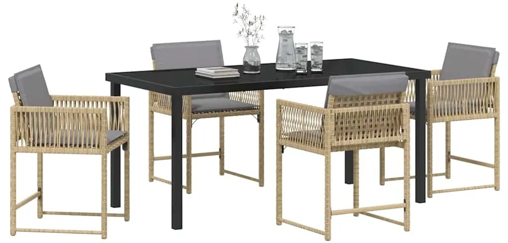 Conjunto de Jantar de Jardim com 5 Peças e Almofadas em Rattan Sintéti