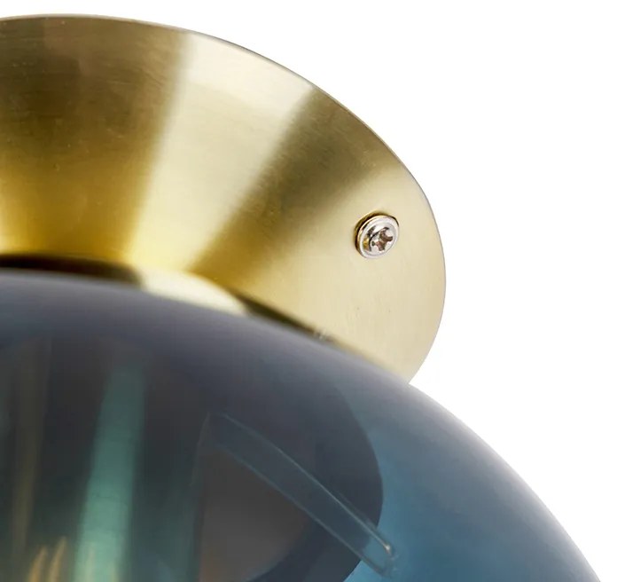 LED Candeeiro de teto inteligente latão com vidro azul oceano incl. Wifi ST64 - Pallon Art Deco