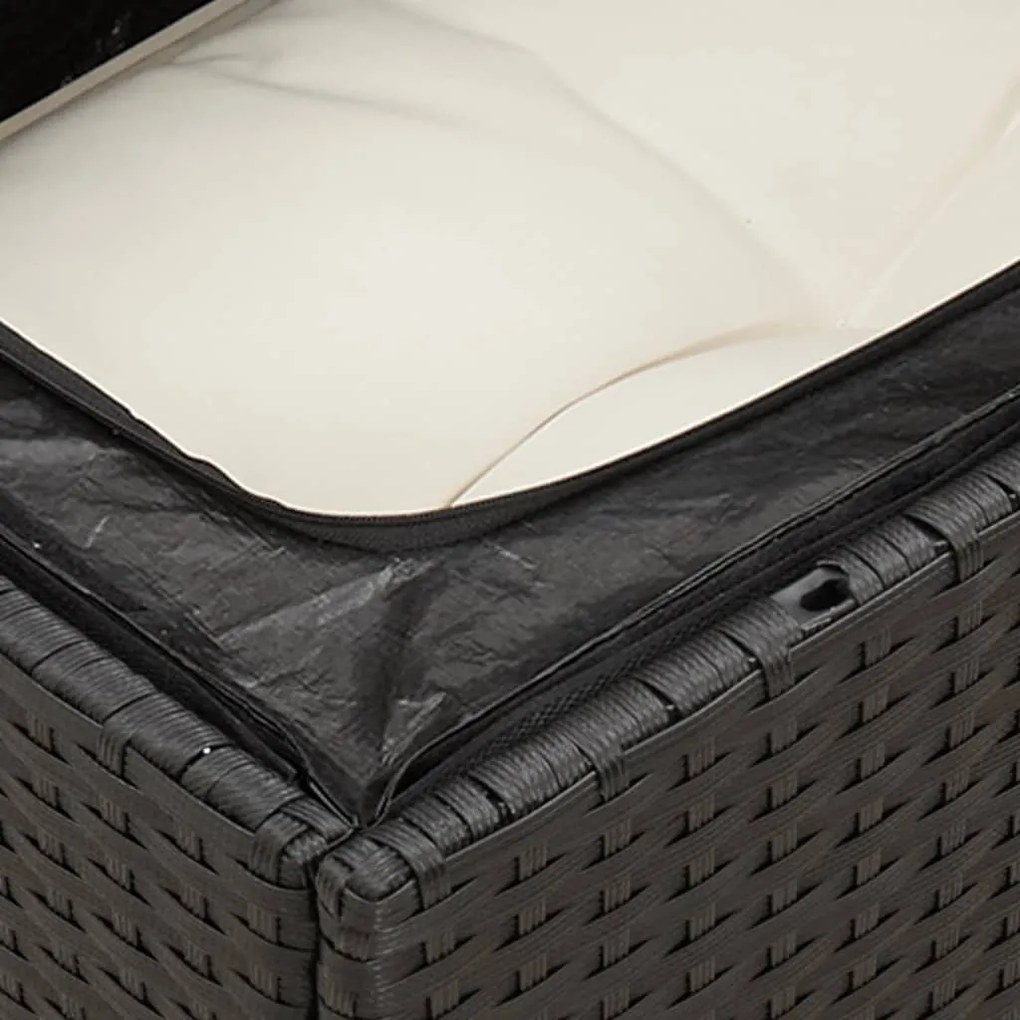 13 pcs conjunto de sofás de jardim com almofadões vime PE preto