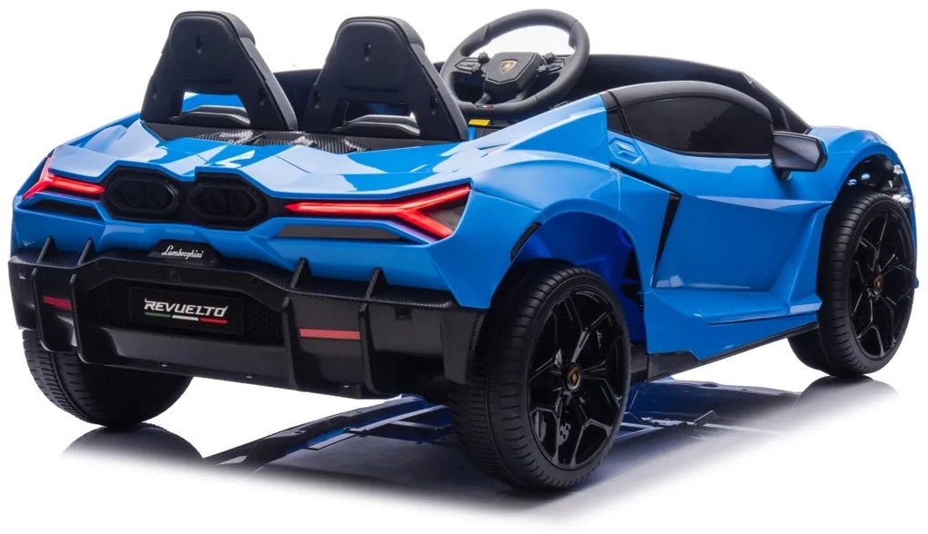 Carro elétrico para Crianças 2 Lugares Lamborghini Revuelto XL 24V 4x4 Rodas Espuma EVA, Assento Couro ecológico Azul