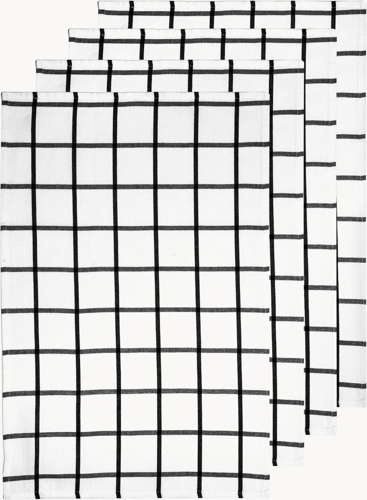 Toalhas de cozinha Grid Pack Black, conjunto de 4