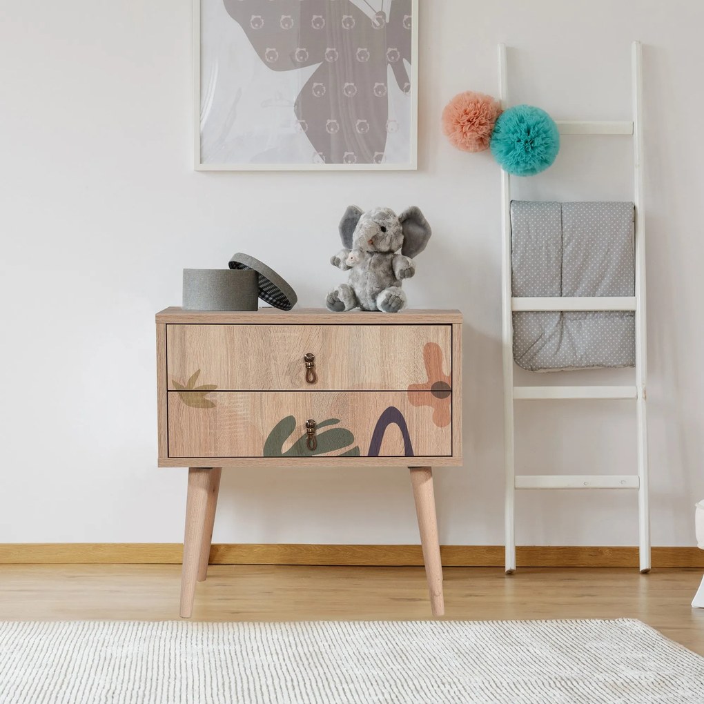 Mesa de Cabeceira City Two – Multicolor – 60 cm x 61 cm x 40 cm