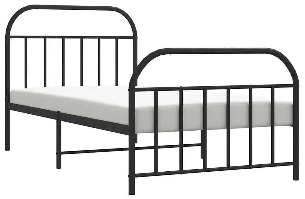 Estrutura de cama com cabeceira e pés 100x200 cm metal preto