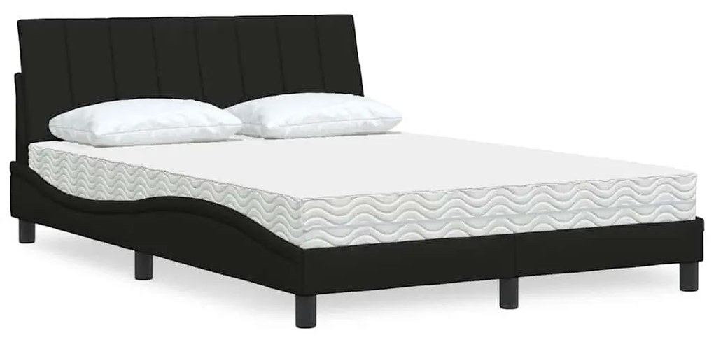 vidaXL Cama com colchão 140x200 cm tecido preto