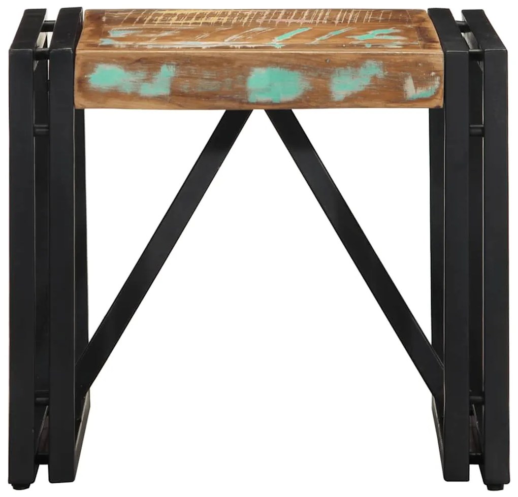 Mesa de centro multicor 40x40x35 cm madeira maciça recuperada