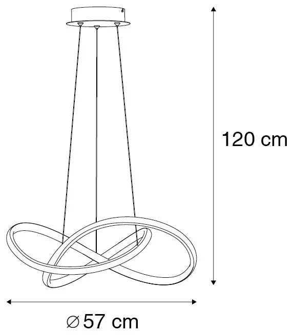 Candeeiro Pendente Preto 57 cm 3-Passos Dimmer Incl. LED - Viola Due Design