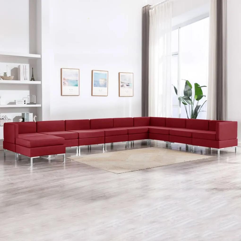 3052917 vidaXL 10 pcs conjunto de sofás tecido vermelho tinto