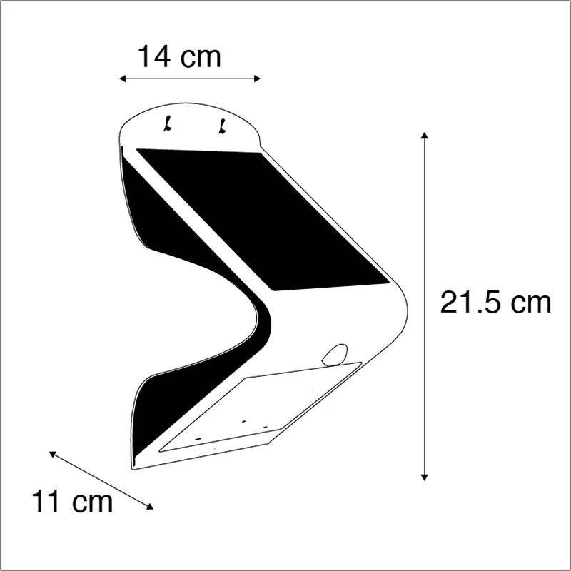 Candeeiro de parede exterior branco 21,5 cm com dimmer e sensor solar - Daya