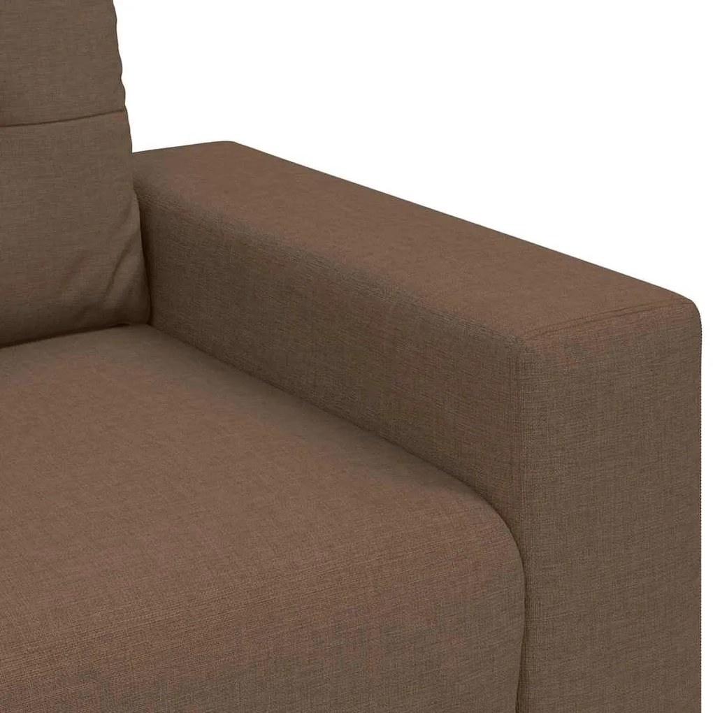 Conjunto de Sofás de 3 Peças com Almofadas em Tecido Castanho
