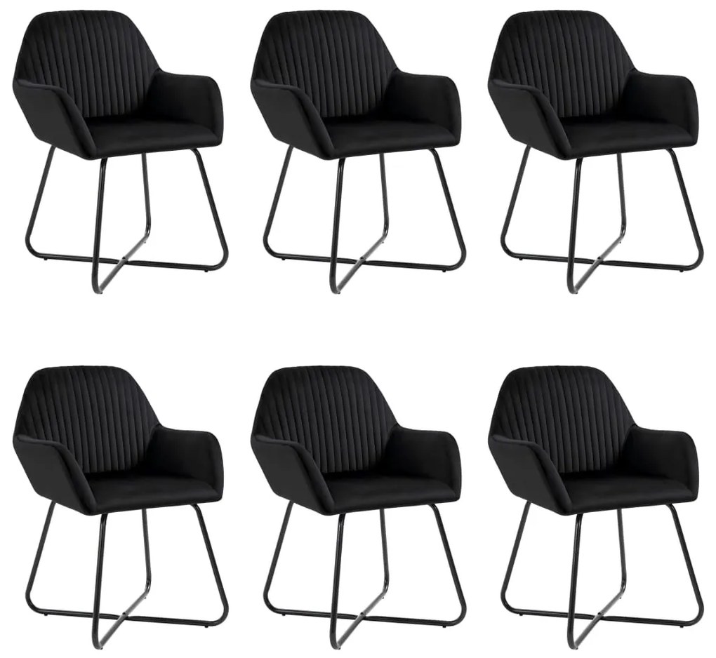 vidaXL Cadeiras de jantar 6 pcs veludo preto