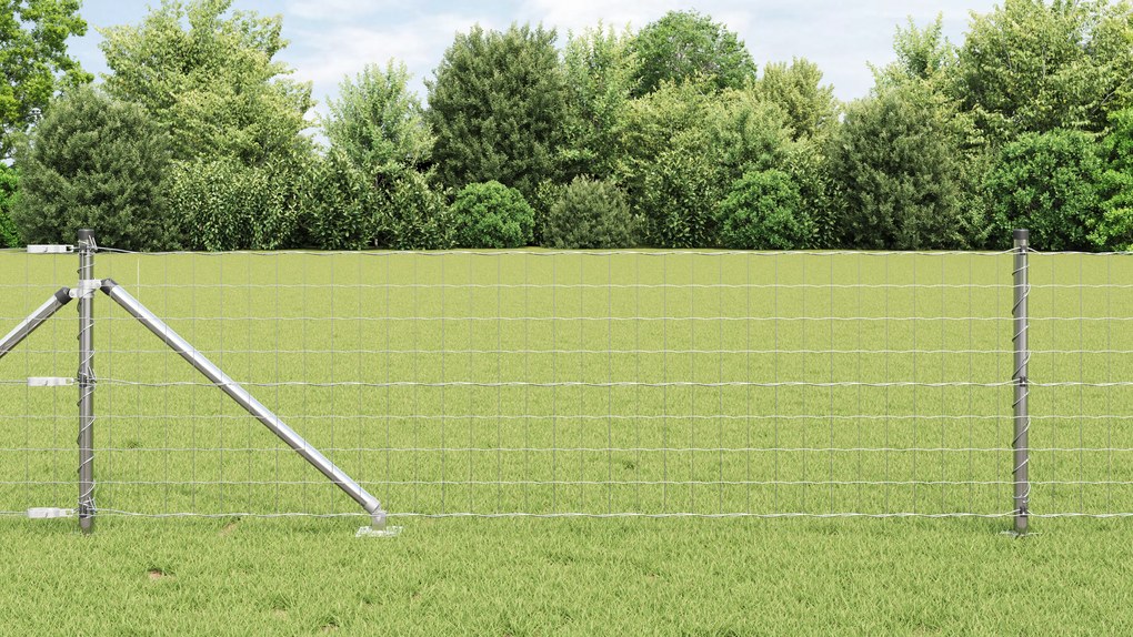 vidaXL Cerca Euro da com 7 Postes Espigados 0,6x10 m Aço Galvanizado