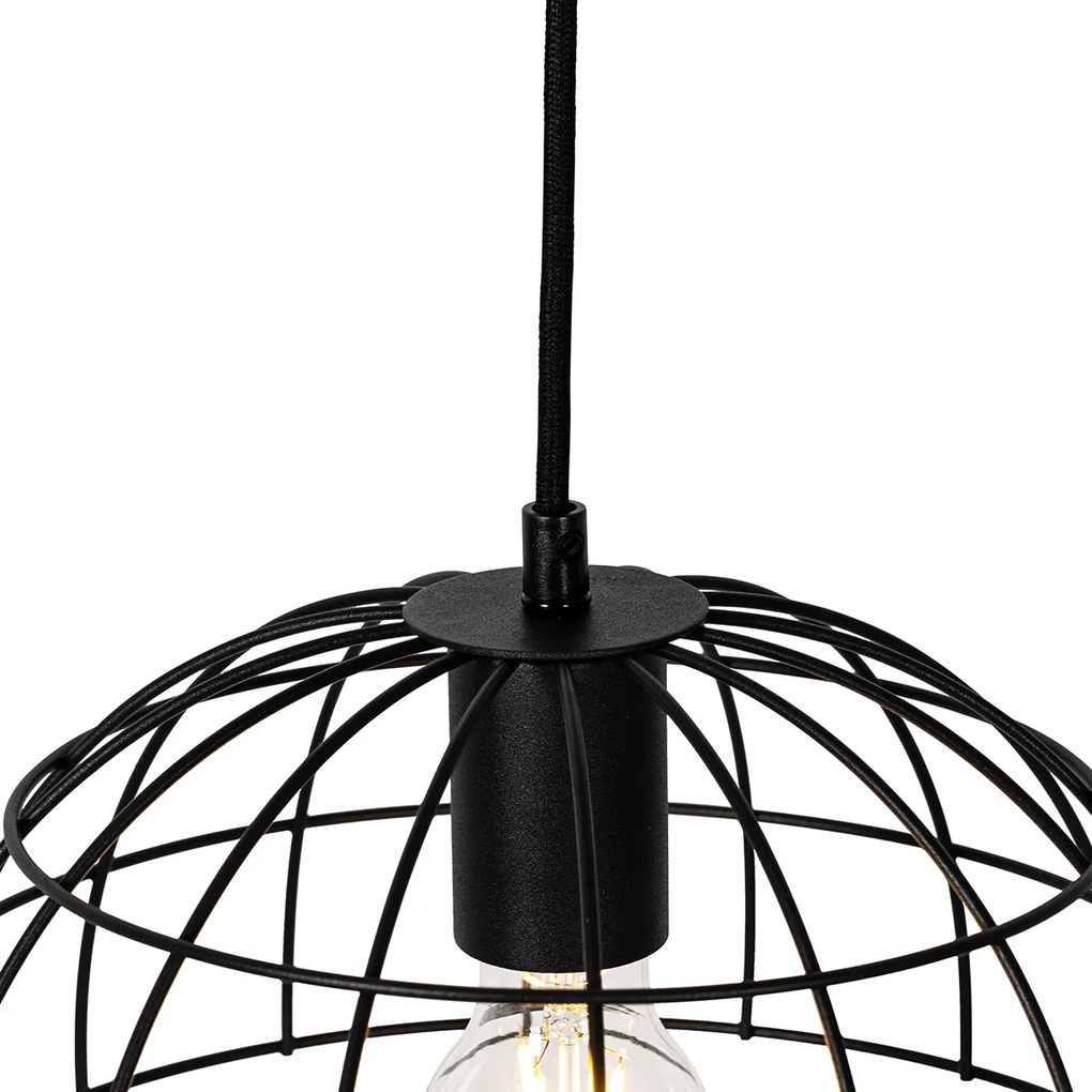 Candeeiro Pendente Industrial Preto 3 Luzes - Hanze Industrial
