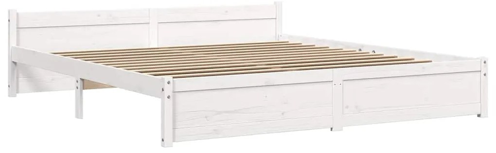 Estrutura de cama super king pinho maciço 180x200 cm branco