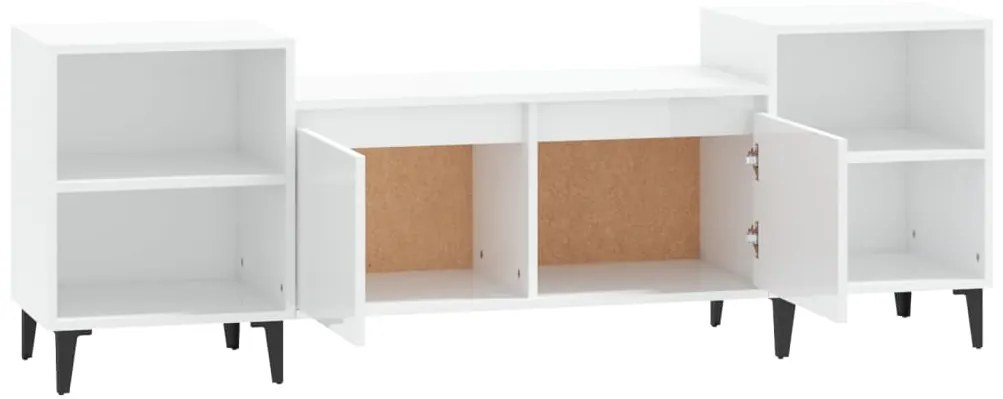 Móvel de TV 160x35x55 cm derivados de madeira branco brilhante