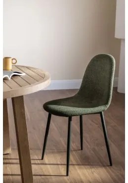 Cadeira De Jantar De Tecido Com Fivela Glamm Bouclé Verde Exército - Sklum
