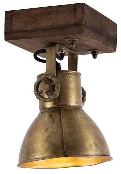 LED Foco de teto inteligente bronze com madeira 18 cm incl. WiFi A60 - Mangoes Industrial
