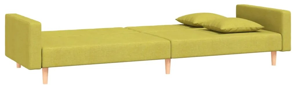 Sofá-cama 2 lugares com duas almofadas tecido verde