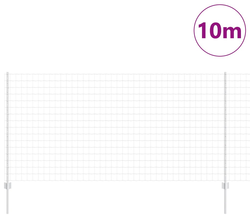Cerca Euro com 10 Postes U Prateado 1,2x10 m Aço