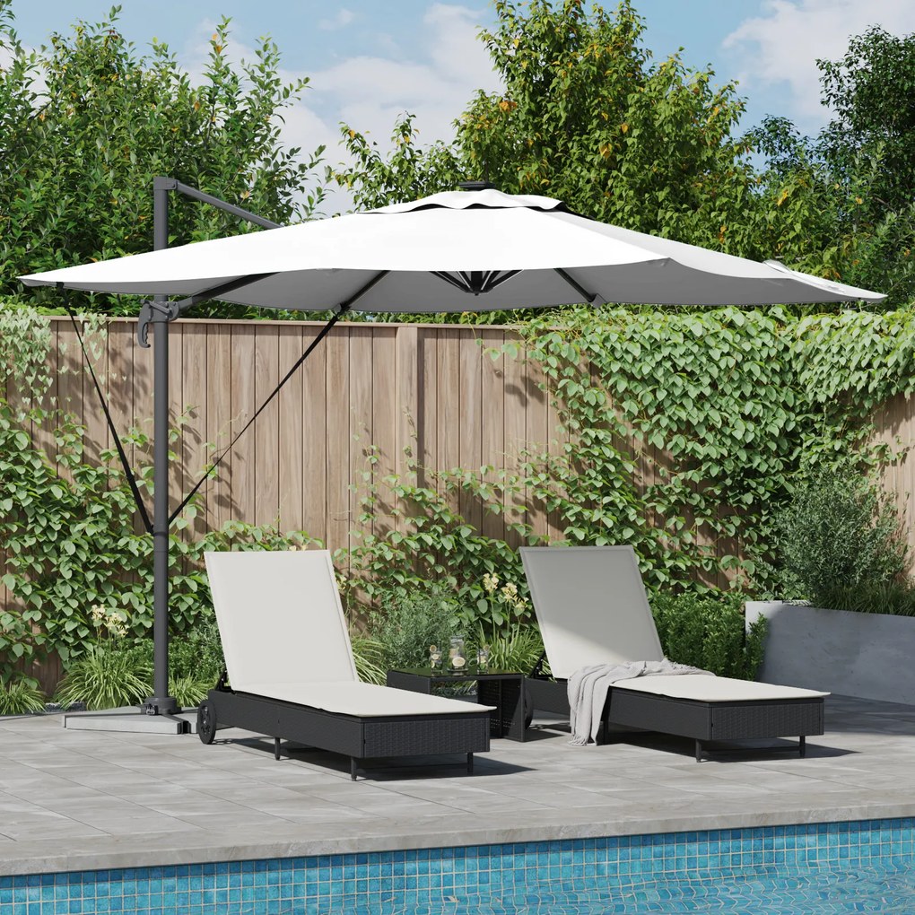 vidaXL Guarda-sol Cantilever Roma com LEDs Areia 286x285x270 cm Alumínio