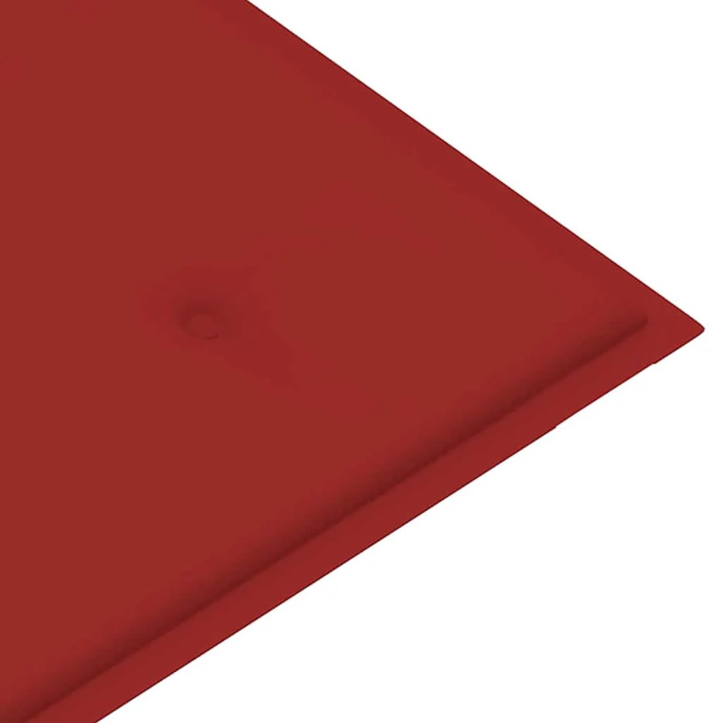 Banco Batávia c/ almofadão vermelho 120 cm teca maciça