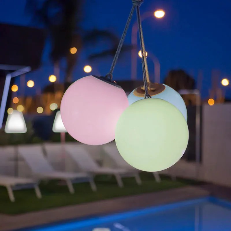 CANDEEIRO SUSPENSO NORAI LUZ LED RGB + BATERIA RECARREGÁVEL HOTEL, CASA, JARDIM, RESTAURANTE, BAR CINZENTO