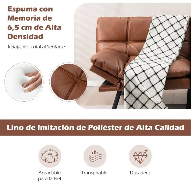 Sofá-cama dobrável de 3 lugares 182 x 87 x 82 cm PU Futon conversível de espuma viscoelástica com encosto e apoios de braços ajustáveis Castanho