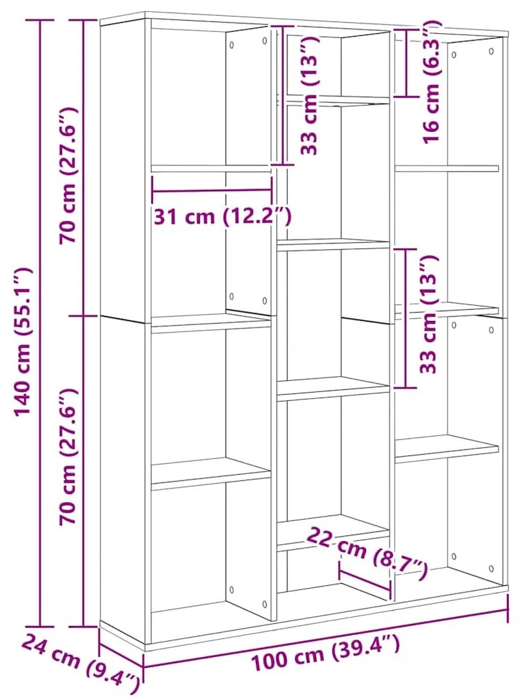 Divisória/estante derivados de madeira cinzento cimento