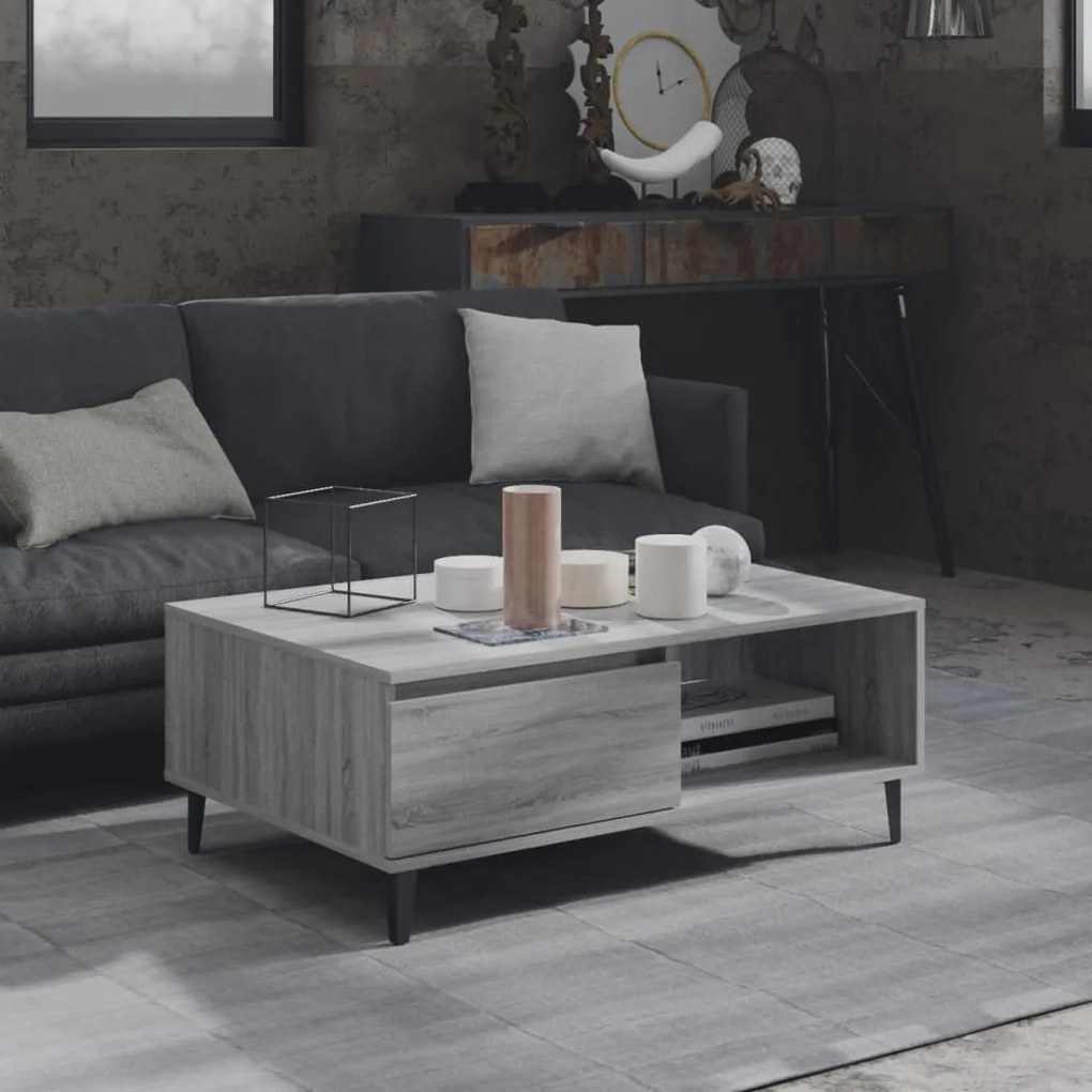 Mesa de centro 90x60x35 cm derivados de madeira cinzento sonoma