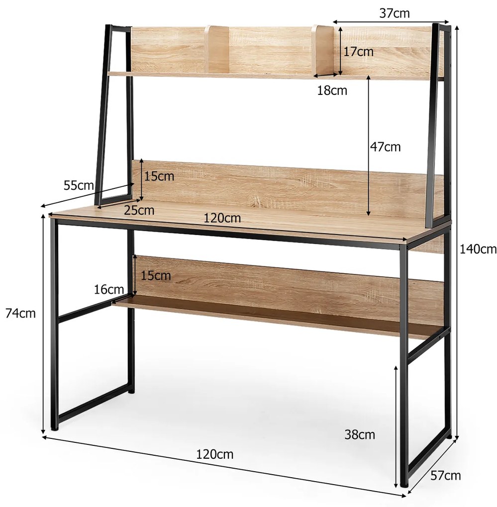 Secretária “Firenze” com Estante de 3 Cubos – 120x57x139,5 cm – Madeir
