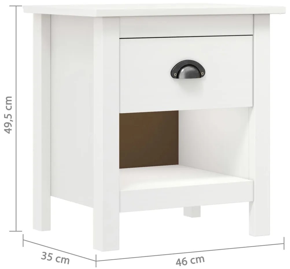 Mesas cabeceira Hill 2 pcs 46x35x49,5cm pinho maciço