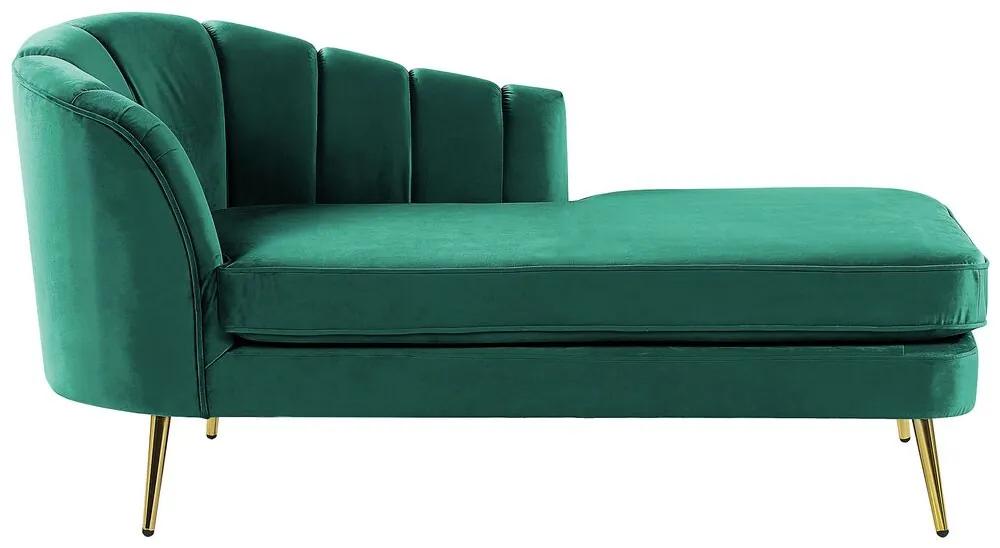 Chaise-longue em veludo verde esmeralda versão à esquerda ALLIER Beliani