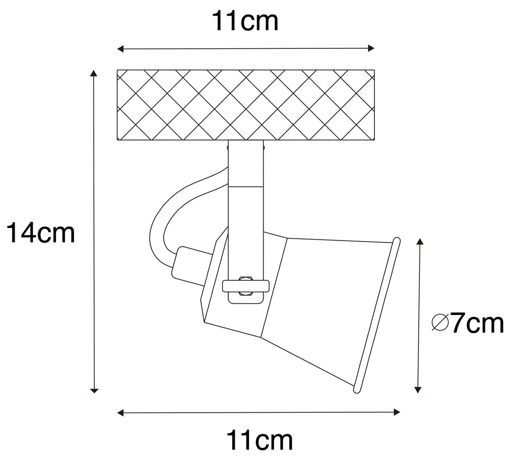 Projetores rústico preto com madeira ajustável - Jelle