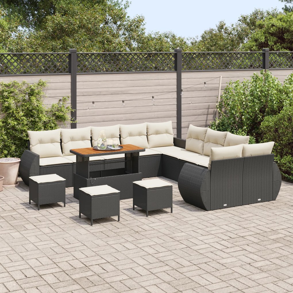 Conjunto de Sofás de Jardim vidaXL de 14 Peças com Almofadas Vime Sint