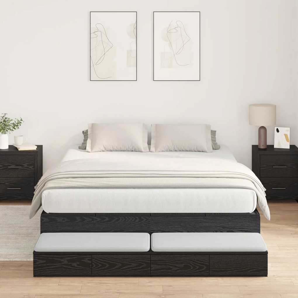 Estrado de Cama Carvalho Preto 140x200 cm