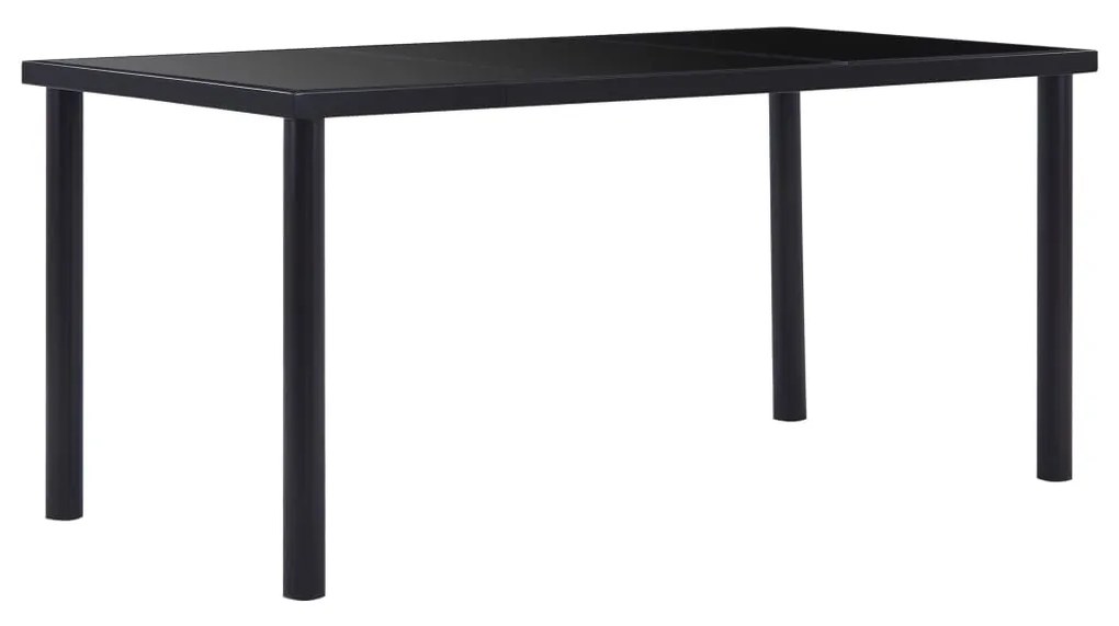 vidaXL Mesa de jantar 160x80x75 cm vidro temperado preto