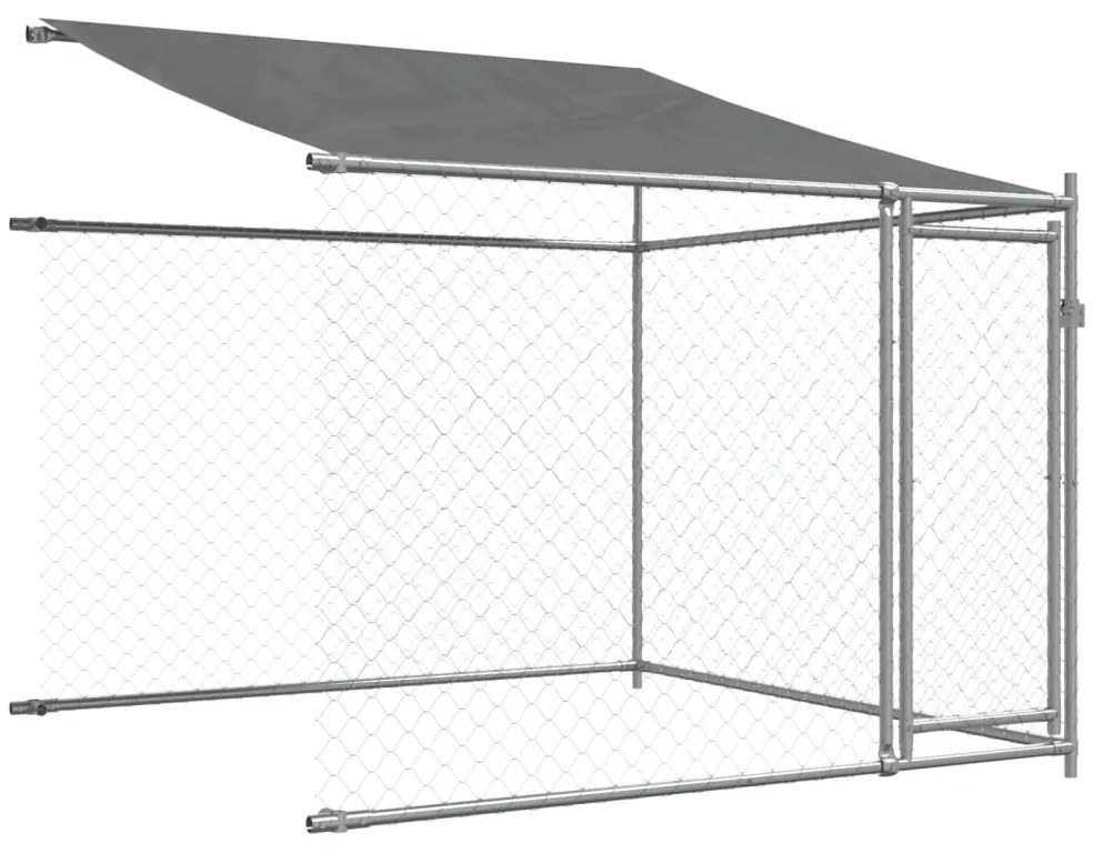 Jaula para cão com telhado/portas 8x2x2 m aço galvanizado cinza