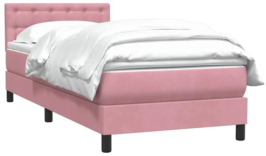 Cama com molas/colchão 100x220 cm veludo Rosa