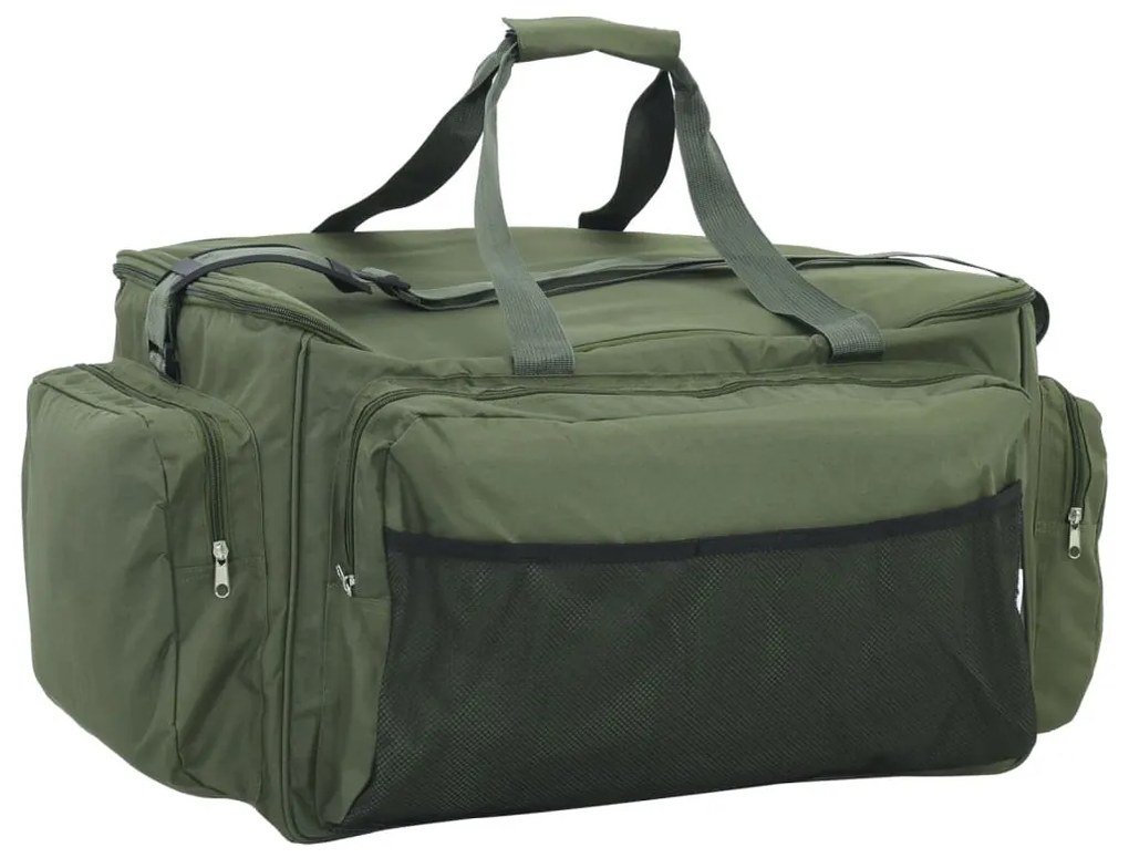 vidaXL Saco de pesca impermeável tecido oxford verde-escuro