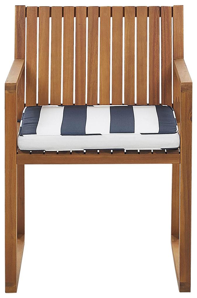 Cadeira de jardim em madeira com almofada às riscas azul e branco SASSARI Beliani