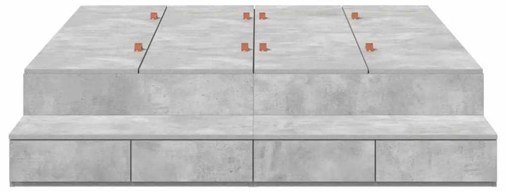 Cama de armazenamento Cinza Concreto 140x200 cm