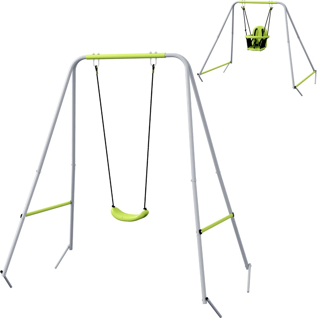 Baloiço de arco 2 em 1 para bebés com cinto de segurança de 5 pontos, para uso interior e exterior, verde