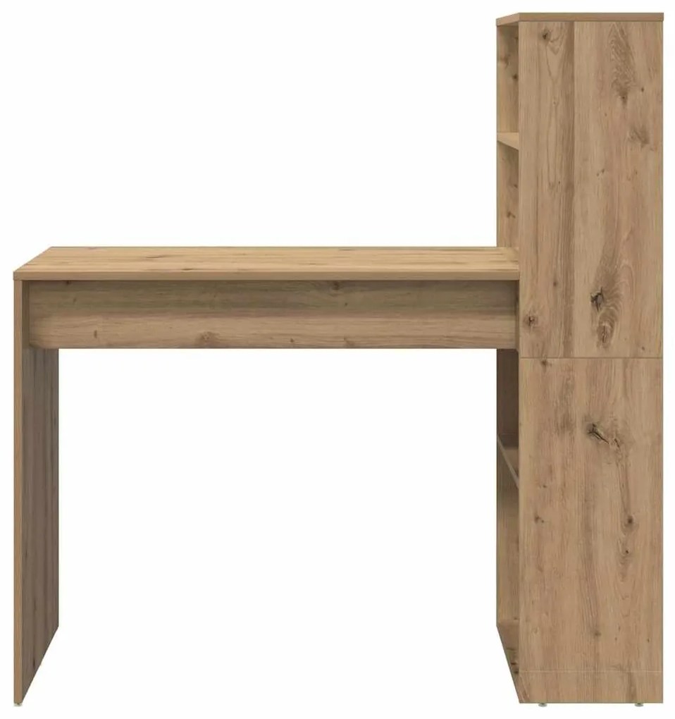 Mesa com Armazenamento Carvalho Artesanal 113x54x120 cm Madeira Engenh