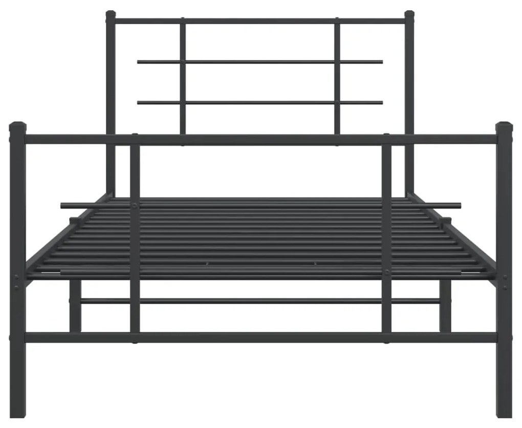 Estrutura de cama com cabeceira e pés 107x203 cm metal preto