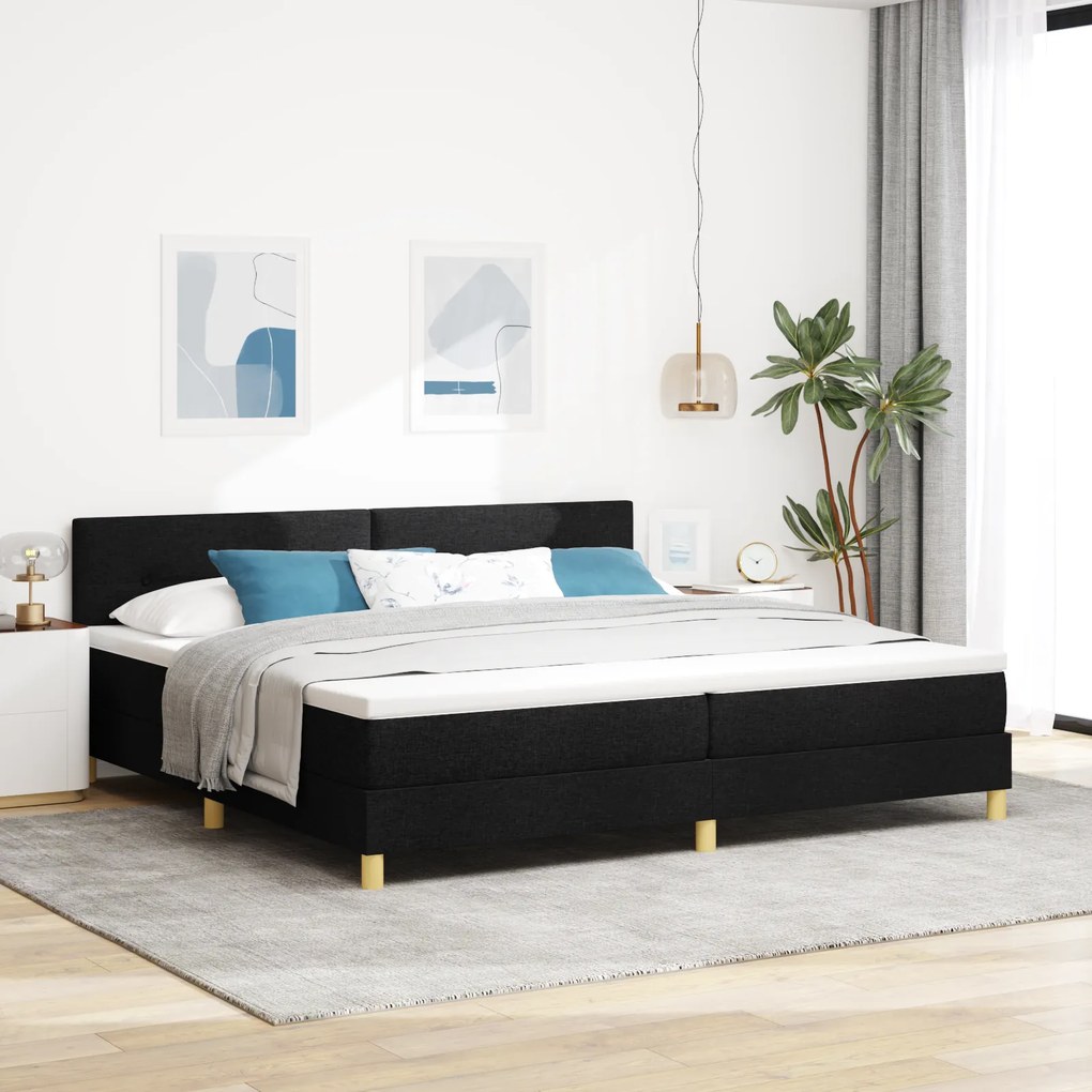 vidaXL Cama Box Spring com Colchão Preta 200x200 cm Tecido