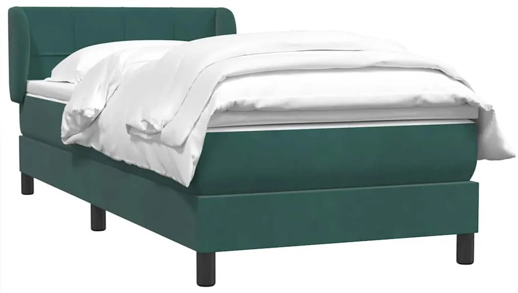 Cama com molas/colchão verde-escuro 80x220 cm veludo