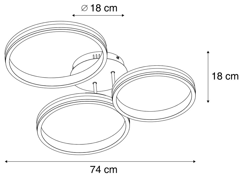 Plafon Branco Incl. LED Regulável em 3 Níveis 3-Luzes - Navara Design