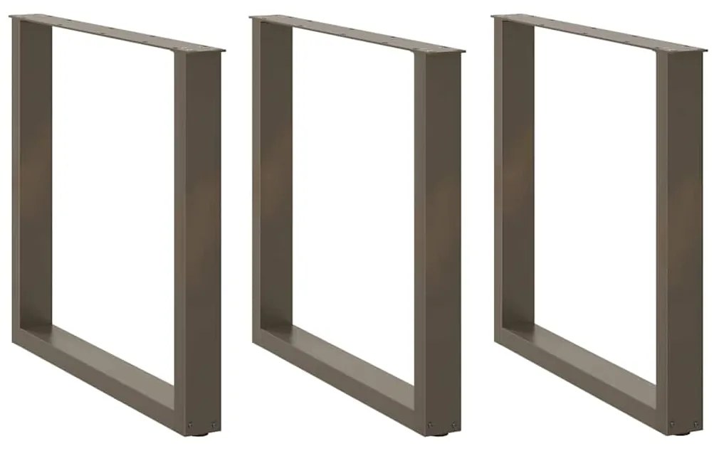 Pés para mesa de jantar em formato de U, 3 peças, aço natural, 90x(72-
