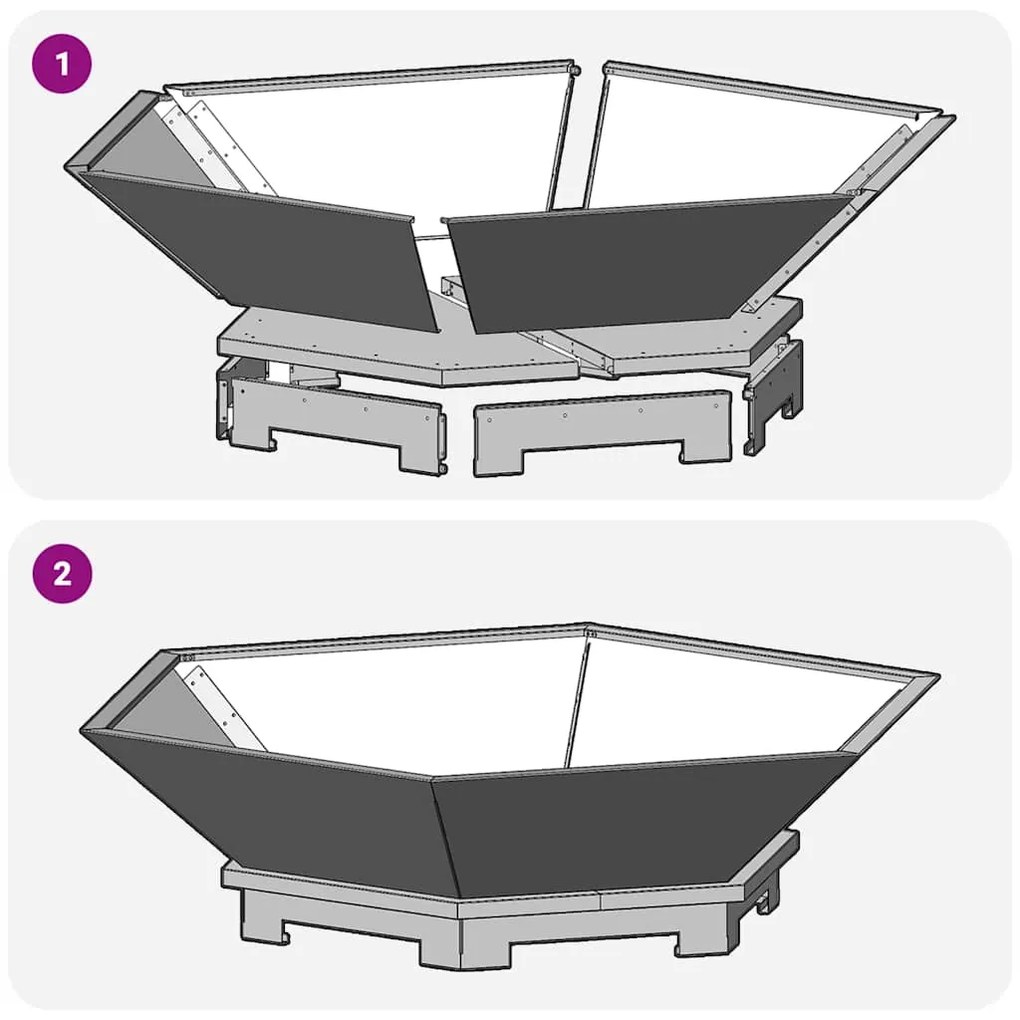 Fogueira Hexagonal vidaXL Preta 100x100x28 cm Aço